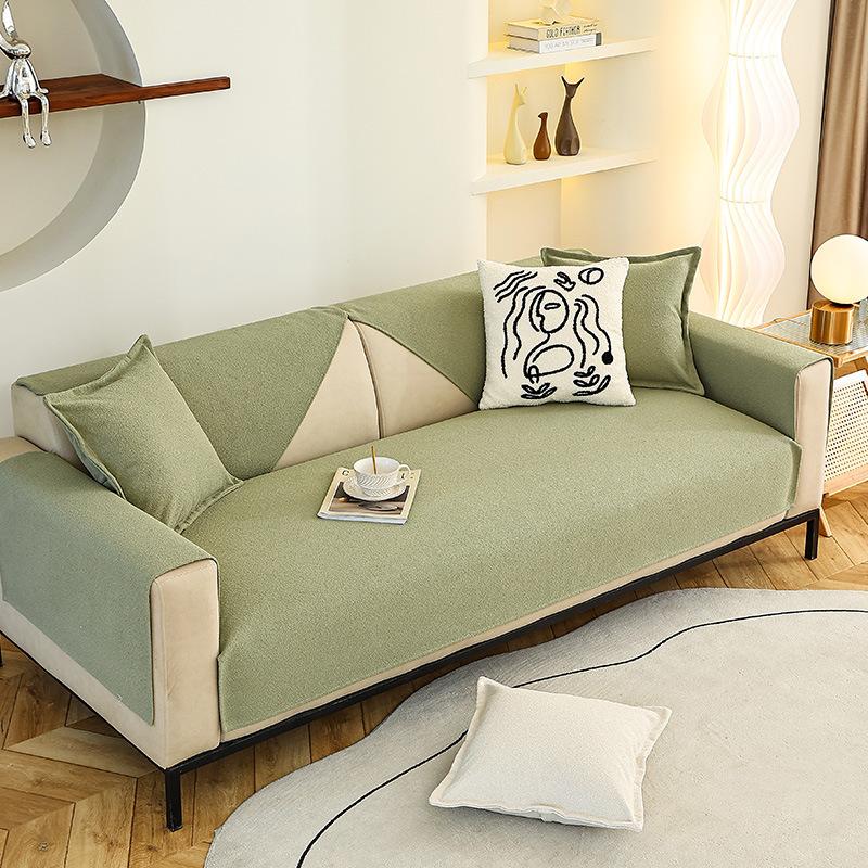Solid Color Chenille Sofa Cushion Four Seasons General Non-slip Cushion Simple Fashion Cover Towel.