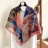 [Variety sunscreen shawl retro printed square scarf women's summer silk cotton silk scarf