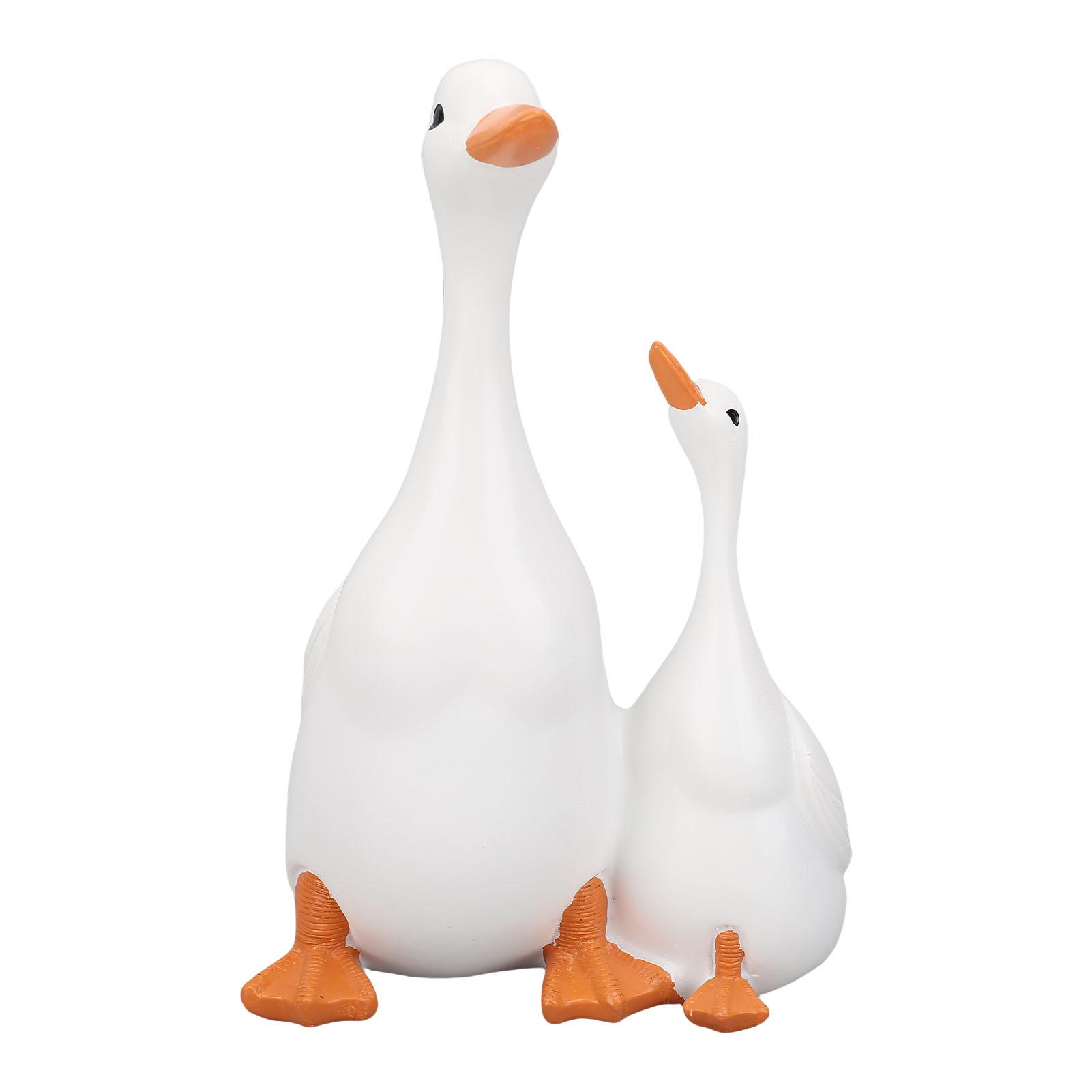 Konnwei Unisex Lifelike Mother Duck And Duckling Resin Statue For Patio Yard Decoration Duck Sculpture Animal Figurine For Backyard