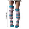 Autumn Slouch Crochet Knitting Colorful Striped Thigh High Long Socks for Women