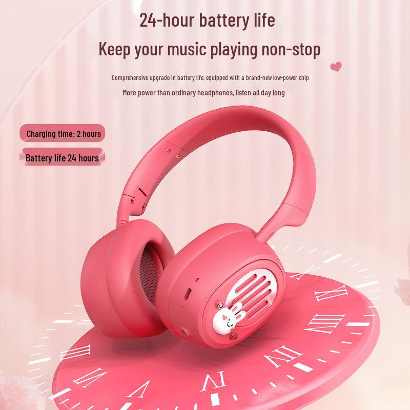 Cute Rabbit Over-Ear Bluetooth Headphones - Soft, Cloud-like Feel, High-Value Wireless Audio with Voice Call Capability