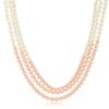 Collar de perlas de tres hilos para mujer, dorado, brillante, blanco y naranja