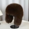 Thickened Winter Outdoor Imitation Fox Fur Warm Windproof Women's Plush Ski Face Small Ear Protection Hat