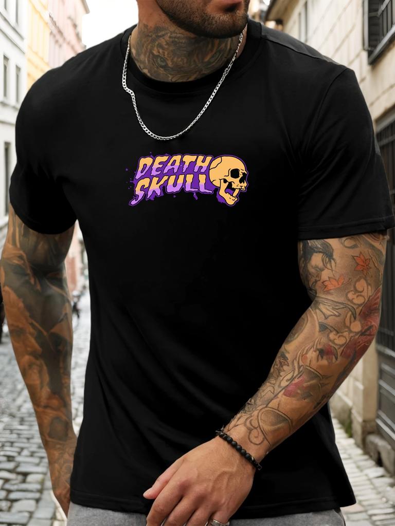 Short Sleeve TShirt Skull Mens 100 Cotton Pattern Printed Shirt Summer Round Neck Breathable Casual Fashion Cool Tee