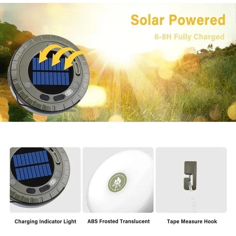 Solar Lights Outdoor Camping Light 10m String Light Outdoor Tent Light RGB Atmosphere Light LED Flashlight with Hook