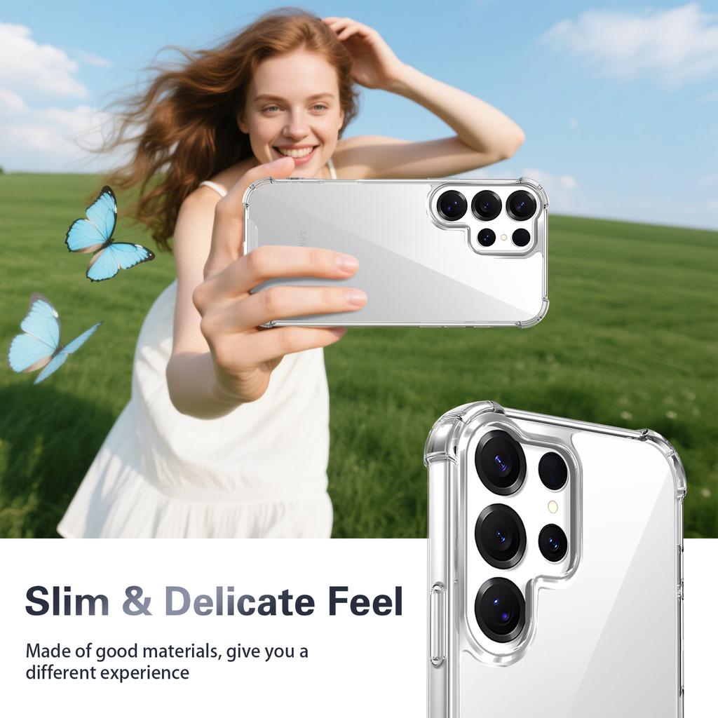 Luxury High Transparent Anti-Shock Case for Samsung Galaxy S25 S24 S23 S22 S21 Ultra Plus S25Edge S24FE S23FE S21FE Bumper Cover