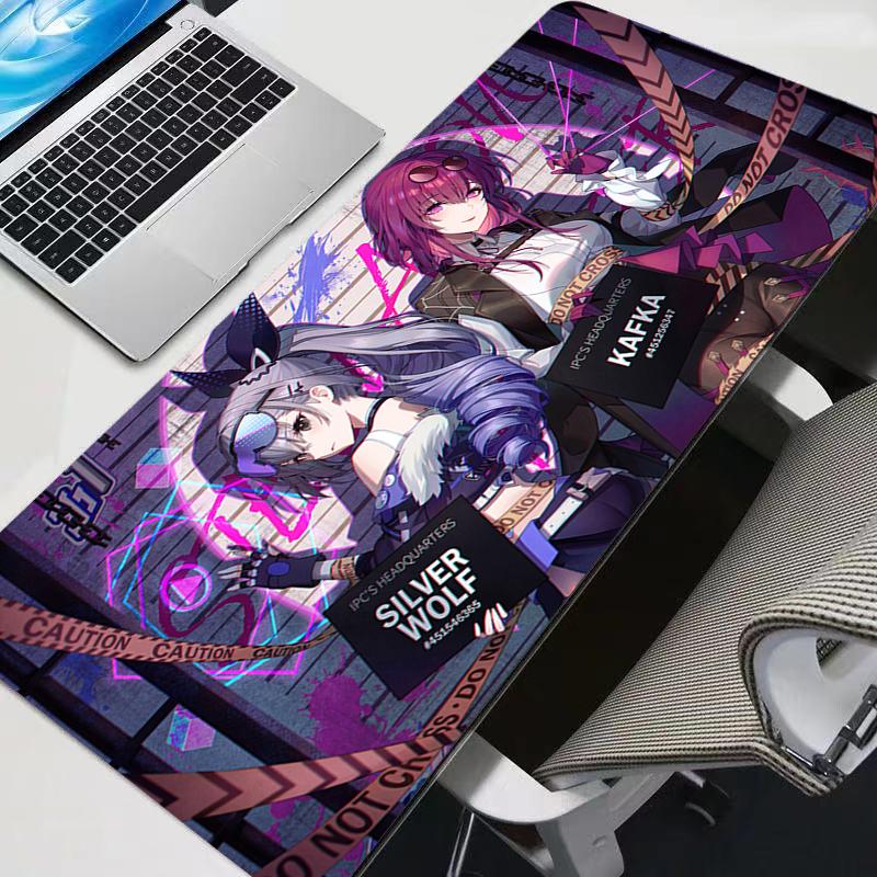 Large Gaming Mouse Pad Antislip Desk Mat Stitched Edges Stylish Aqua Fantasy Anime Print Smooth Surface for PC Laptop