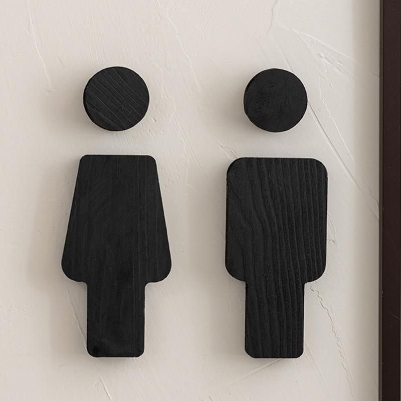Elegant Wood Bathroom Signs Men and Women Toilet Door Signs Restroom Wall Plaques for Home Office and Restaurant Decors