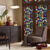 Retro Flowers Colorful Stained Glass Window Film Pattern Non-adhesive Window Decals Static Clings Non-Adhesive Window Stickers