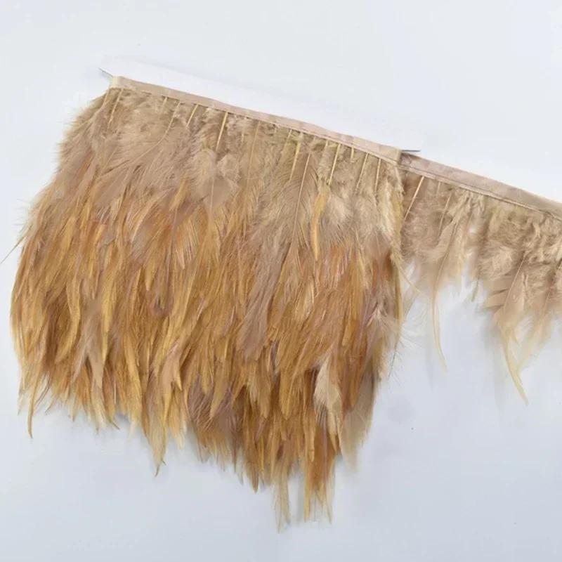 FeatherColored Pheasant Feathers On Tape Trim Fringe White Black Rooster Chicken Feather Skirt Trims Clothes Ribbon Sewing Handicrafts