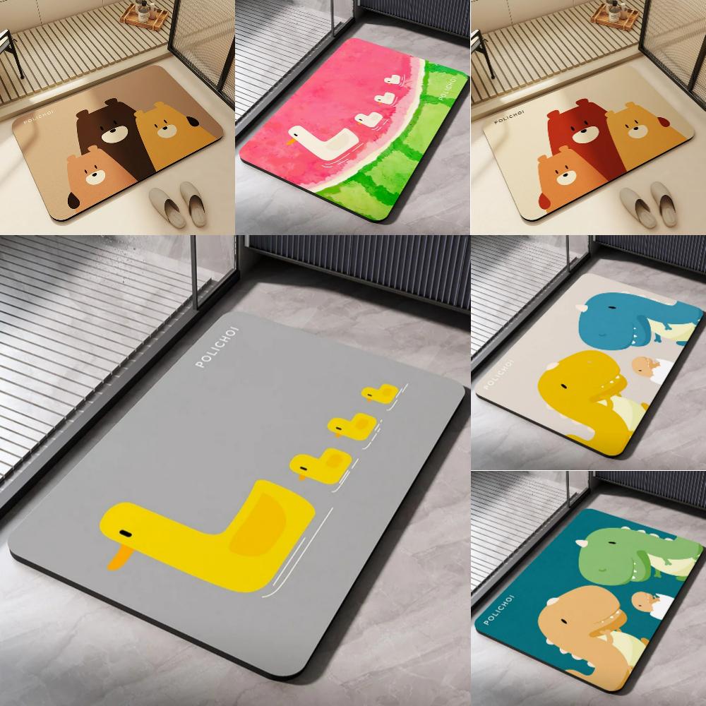 Super Absorbent Cartoon Duck Bathroom Rug Cartoon Animals Bath Mat Floor  Mats Quick Dry Non-Slip Shower Pad Toilet Carpet