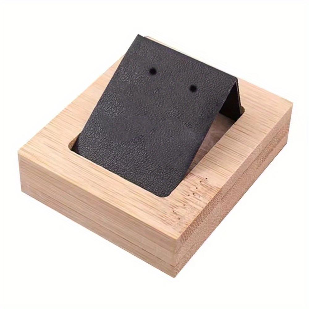 3Pcs Rectangle Wood Earring Display Stands with Slanted Iron Coverd with PU Holder for Single Pair Earring Showing