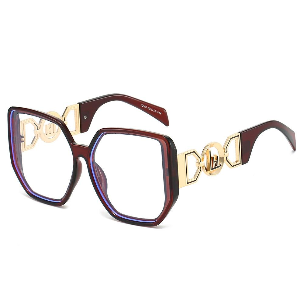 

New Large Frame Square Anti Blue Light Glasses Luxury Hollow Frame Leopard Print Design Advanced All Match Unisex Glasses as picture