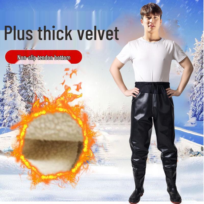 Insulated Waterproof Fleece-Lined Waders: Half-Body, Full-Body, Wear-Resistant Fishing Pants with Leather Reinforced Crotch