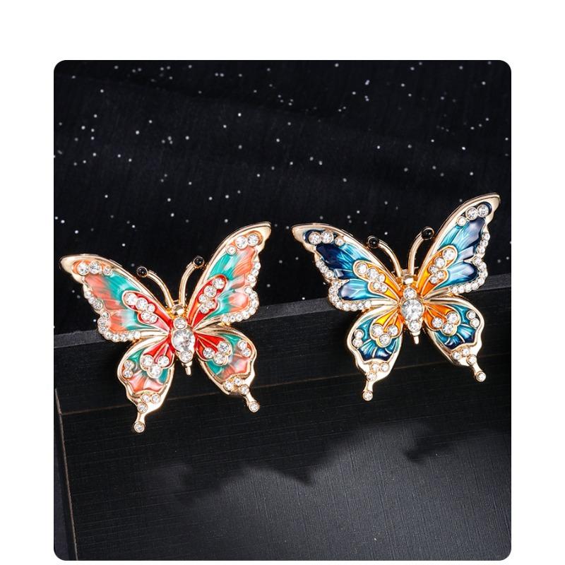 High end enamel, painted butterfly brooch, women's fashion, drip oil inlaid with diamonds, Christmas gift, Stocking stuffers, Valentine's Day gift