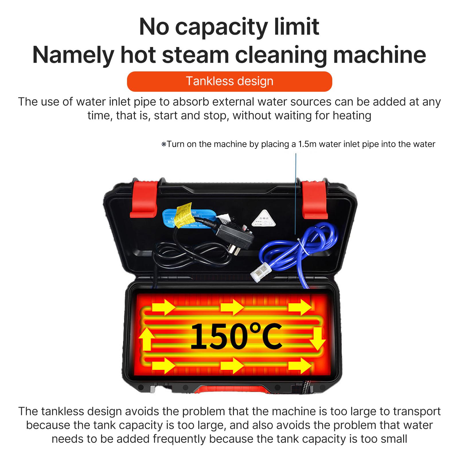 

Pressurized Steam Cleaner Heavy Duty Portable with Voice Broadcast 3 Gears Adjustable Cold Hot Water Steam with Mini Flashlight EU 220V