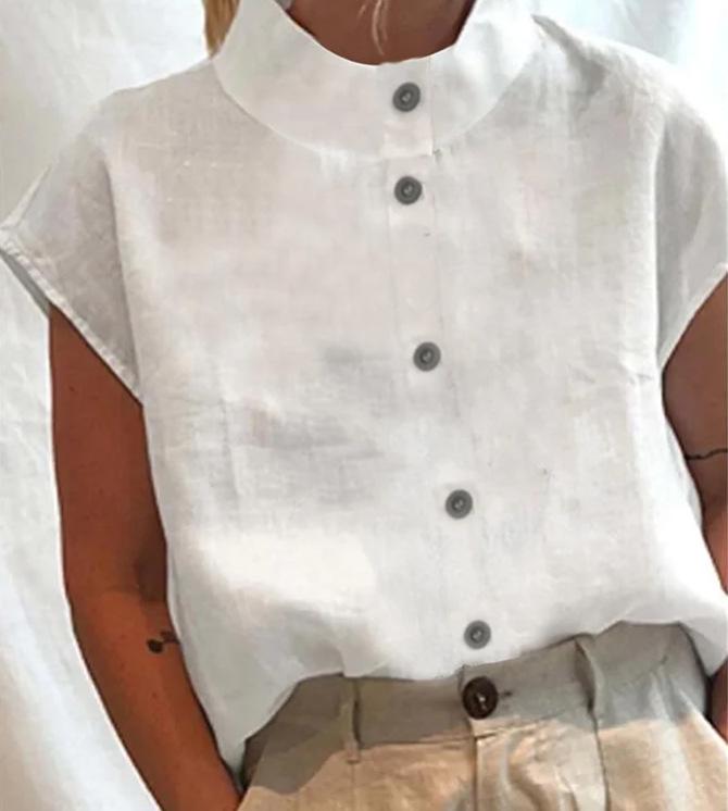 

Лето 2023 года, хит продаж, женская повседневная рубашка свободного кроя из хлопка и льна на пуговицах M