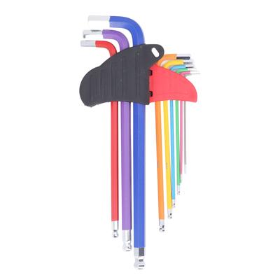 9Pcs Hex Wrench Set CR V Anti Slip Multi Color Multifunctional Long Arm Hex Key Kit for Small
