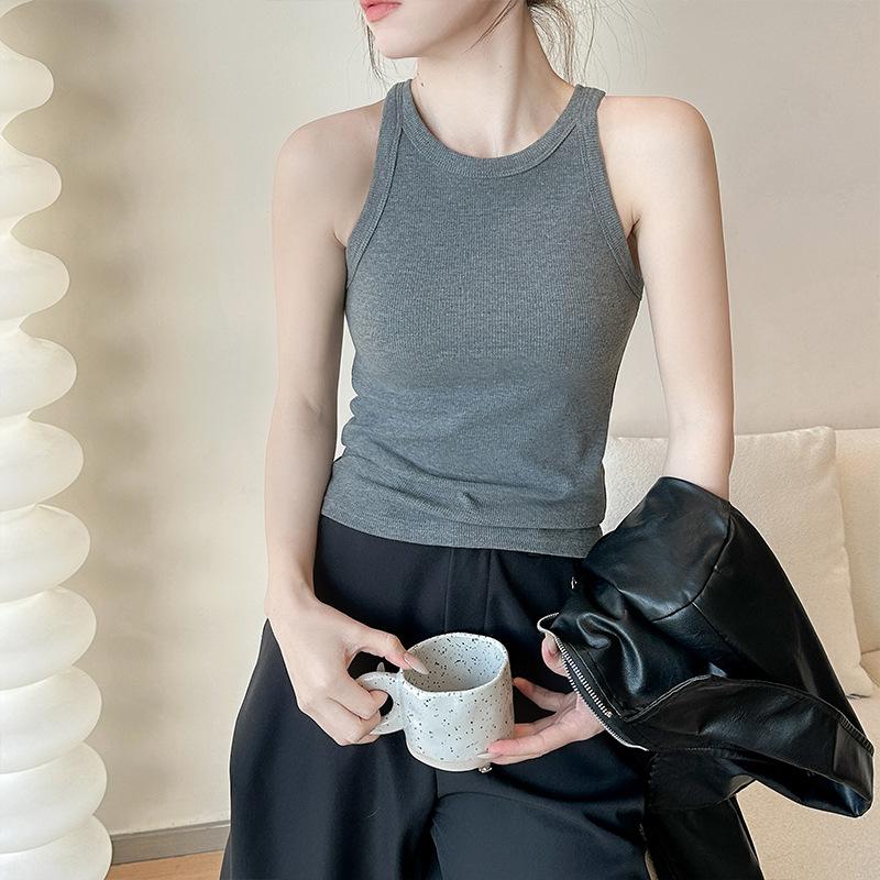 

Женский новый летний стиль с белым жилетом на бретелях, модный облегающий топ с красивой спиной XXL