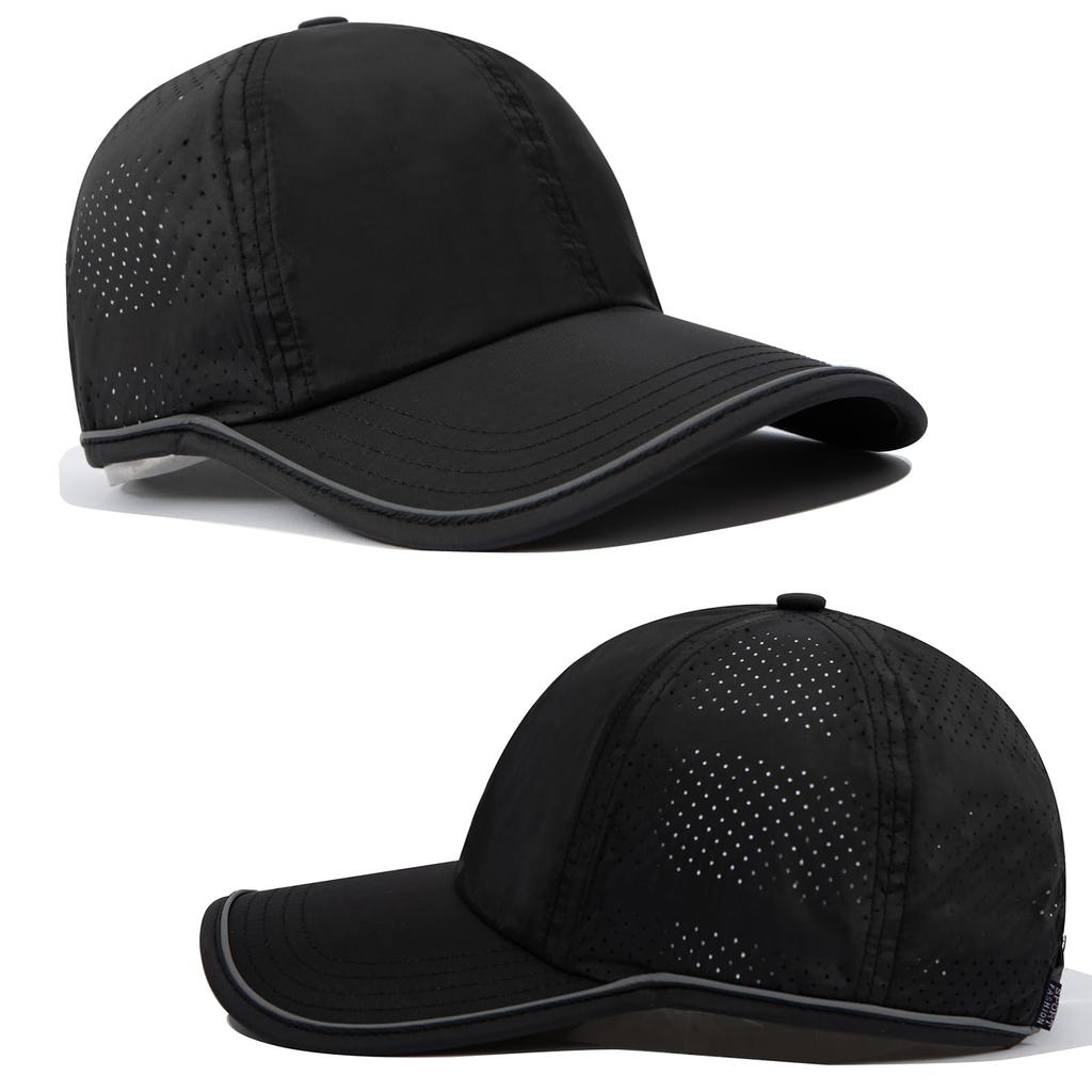 Clape Summer Golf Lightweight and Reflective Mesh Cap for Light Rain Unisex Men's Hat, Breathable, Running, Protection, (Black)