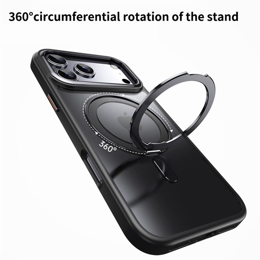 For iPhone 17 Pro Max Case Compatible with MagSafe TPU+Acrylic+Metal Kickstand Matte Phone Cover