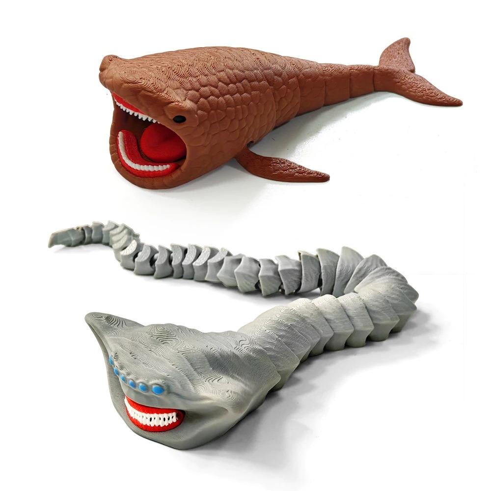 Bloop Mořská Příšera 3D Tištěná Flexibilní Kloubová Fidget Hračka – Požírač Moře Hlubinné Stvoření Sběratelský Předmět, Hračka na Stůl pro Úlevu od Stresu