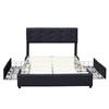 Chloe - Solid and Comfortable Bed 140x190 with Base with 4 Drawers BLACK Headboard 4 Cm Feet
