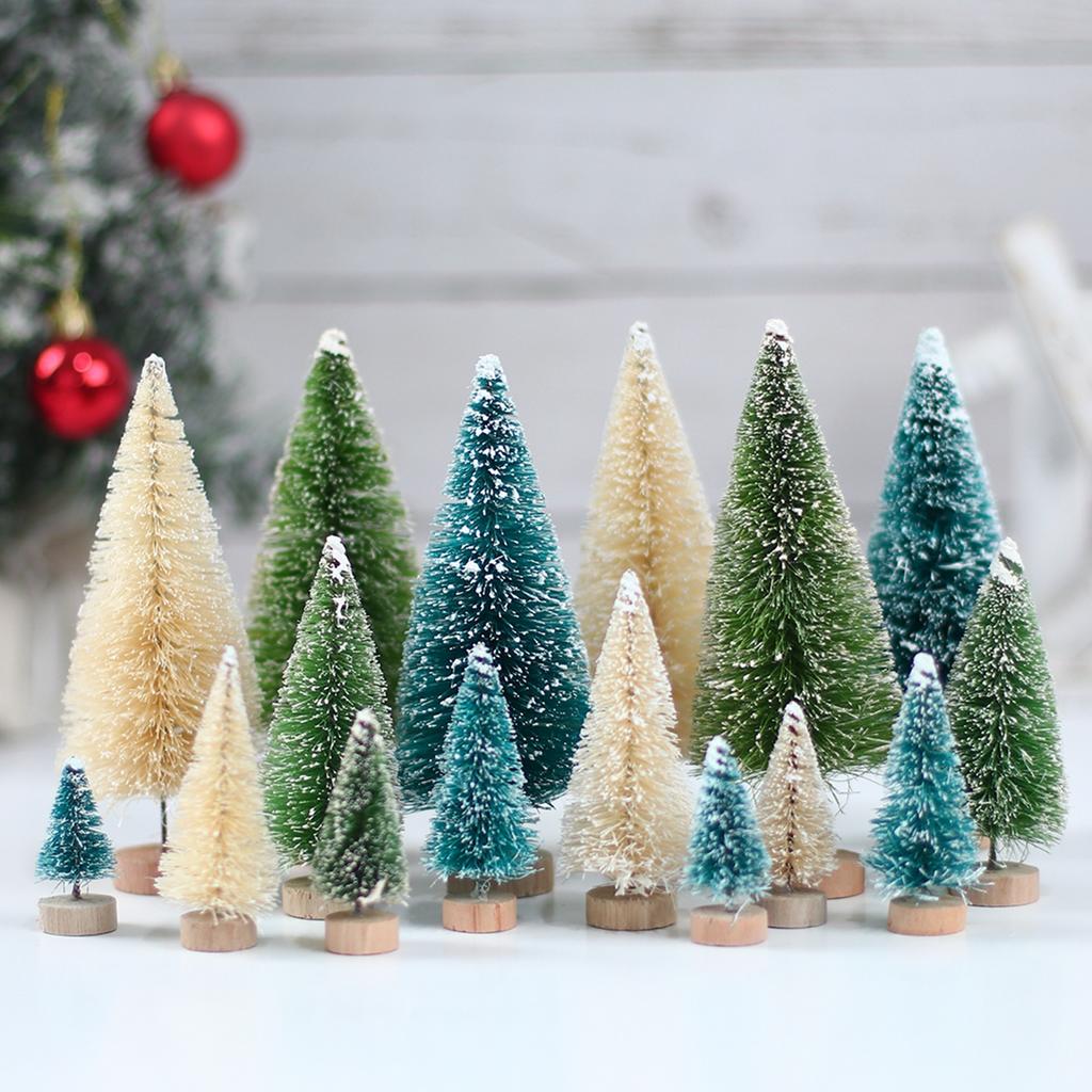 8pcs Artificial Mini Wooden Christmas Tree Christmas Decoration Small Sisal Christmas Tree Tabletop Ornaments Xmas 2025 Gifts