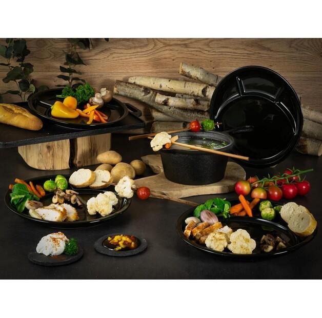 CreaTable Fondue Plate Set, 4 Pieces, Black (22921)