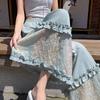 Women's Lace Trim Wide Leg Pants High Waist Flowy Casual Trousers