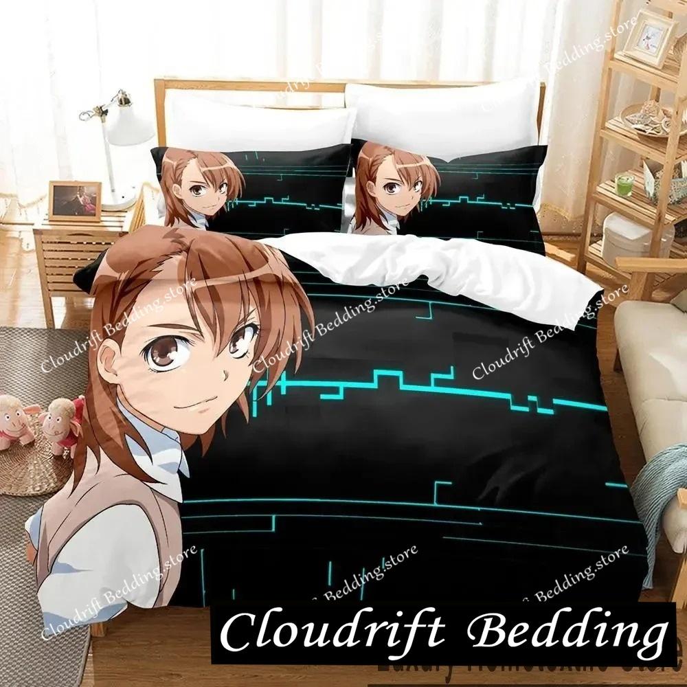 Misaka Mikoto A Certain Magical Index Railgun Bedding Set Boys Girls Twin Queen King Size Duvet Cover Pillowcase Bed boys Adult