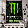 Wall Hanging Tapestry With Custom Name & Text, Monster Energy Decorative Tapestry For Bedroom