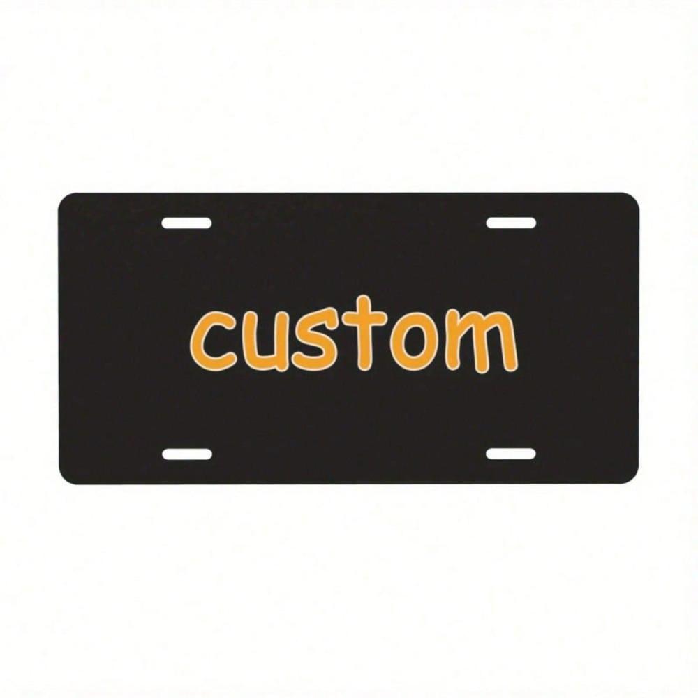 Custom Orange License Plate Frame, Personalized 2D Flat Car Tag Cover, Weatherproof Aluminum Front Exterior Accessory, Universal