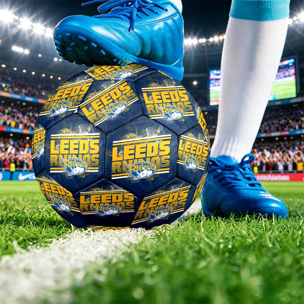Leeds Rhinos Size 5 Sports Training Ball Shock Absorbing Durable Ball For Match Daily Practice Outdoor Activities
