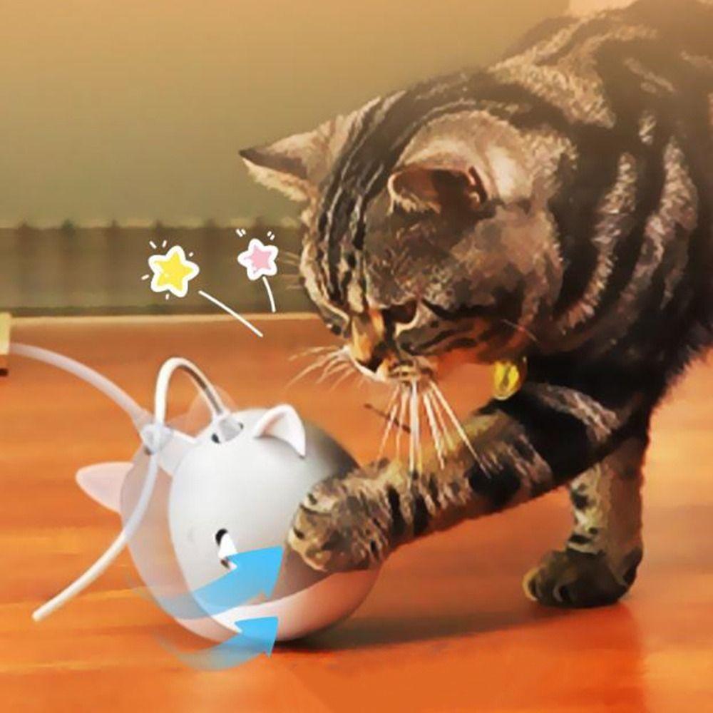 USB Rechargeable Automatic Interactive Cat Toy Tumbler Teasing Cat Stick  Teasing Cat