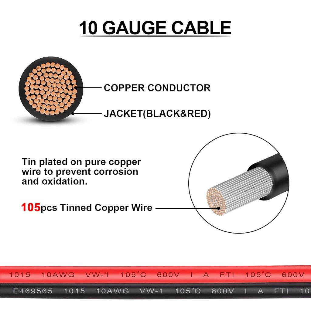 10 Gauge Fuse Holder - 10 AWG Inline Heavy Duty Wire Fuse Holder with 30 AMP ATC/ATO Blade Fuses for Automotive Car Motorcycle Marine RV 2Ft/60CM