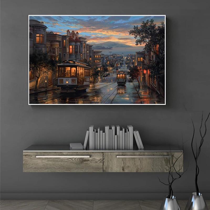 Canvas Painting Landscape Art City Night Posters Art Prints for Living Room Decoration Home Decor Sunset Wall Art Picture No Frame