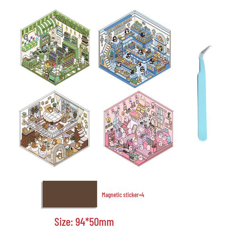 Senyou 3.0 Christmas Cottage 3D Miniature Scene Stickers - Exclusive DIY Landscape Decor