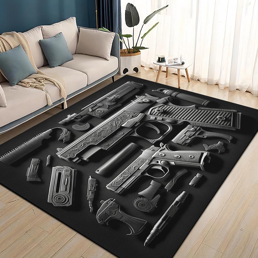 Style Military Shoot Gun Armoury Hot Weapons Rug for Living Room Bedroom Home Sofa Decoration,Kids Floor Mat