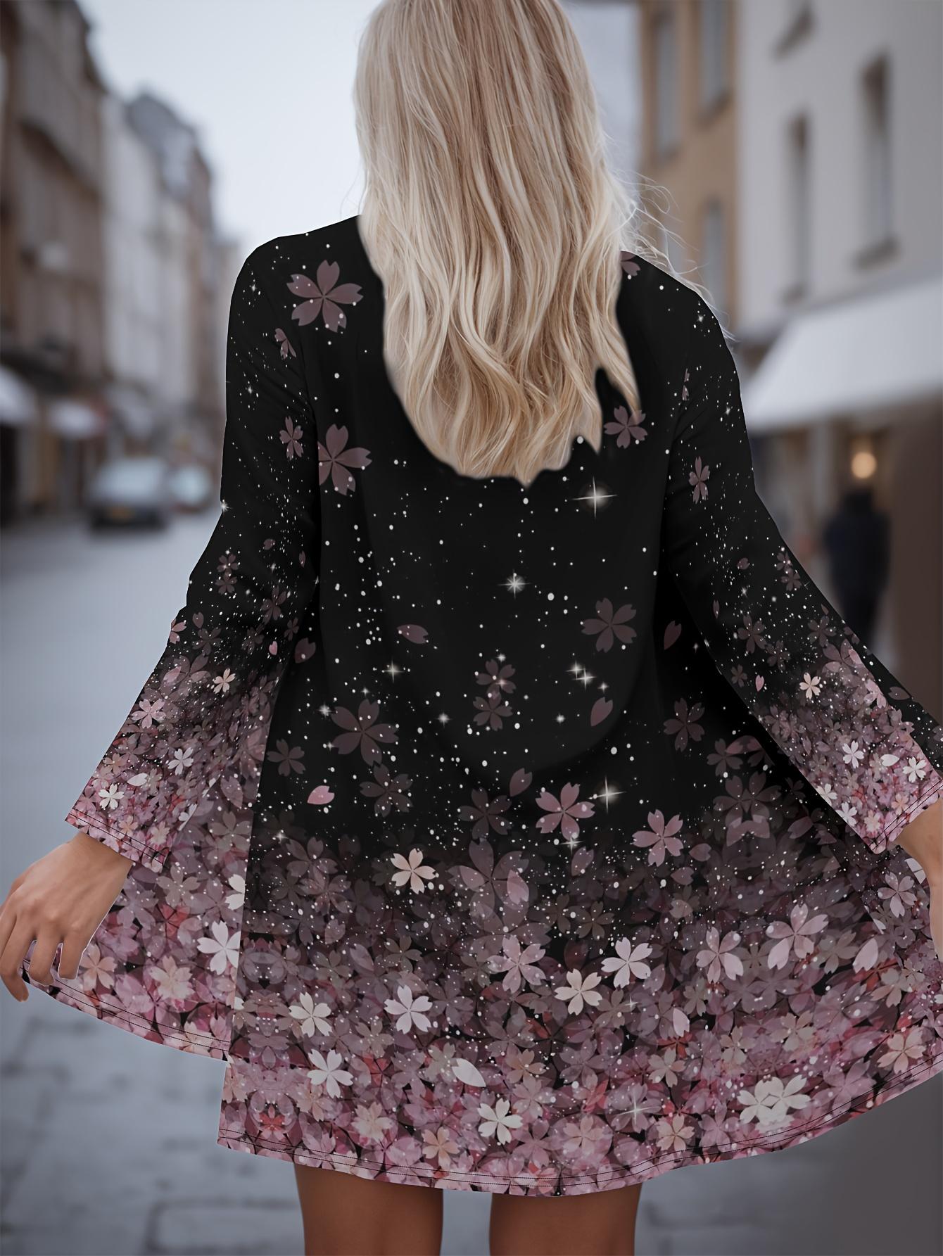 

Модный женский кардиган с длинными рукавами и цветочным узором, полиэстер, открытый спереди, легкая накидка, весенне-осенние повседневные пальто для женщин 5XL