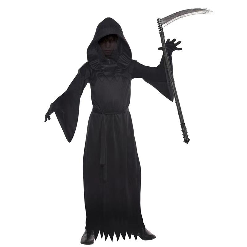 Halloween Tod Kostüm Anzug Tod Ist Hier Dunkler Magier Show Anzug Sense Kapuze Umhang Set