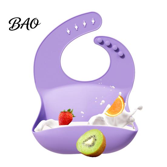 Adjustable Bibs for 6 Months to 3 Years Silicone Baby Bib, Waterproof Soft Feeding Durable One Handed Easy Wear Large Pocket Food Catch Bib Babies And