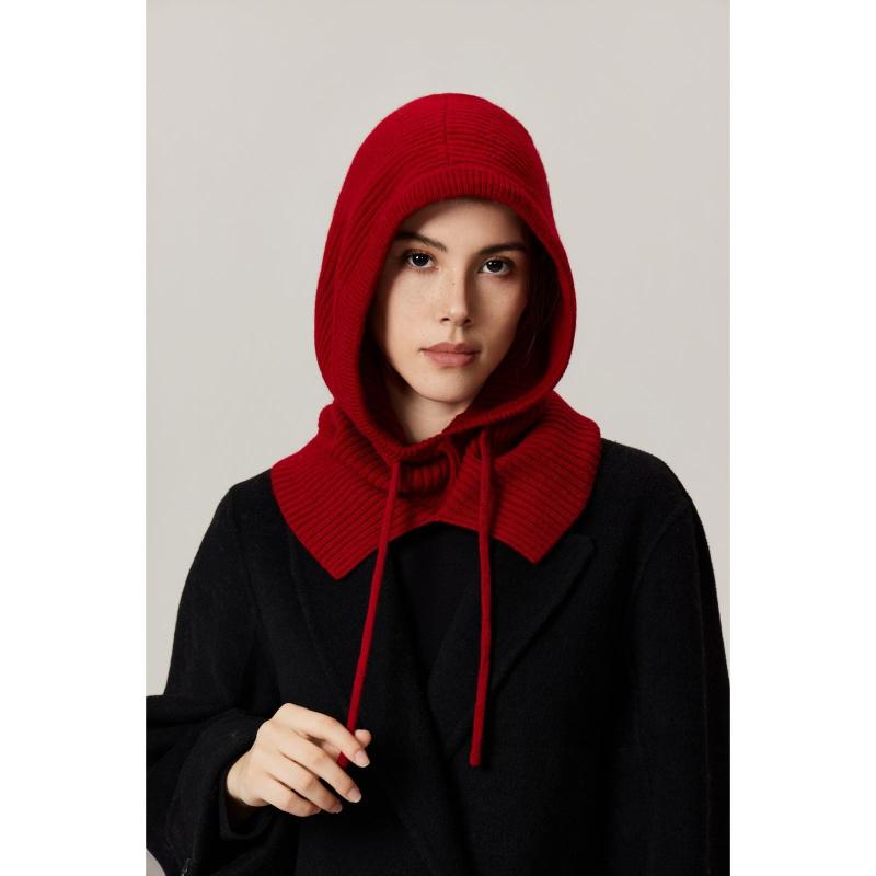 100% Wolle Gestrickte Kapuzenmütze Schal Elegante Hüte Mützen Damen Herren Winter Nackenwärmer Sturmhaube Kopfbedeckung Kappen Koreanische Mütze Winter