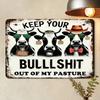 Retro Farmhouse Aluminum Sign with Playful Cow Design for Indoor/Outdoor Decor