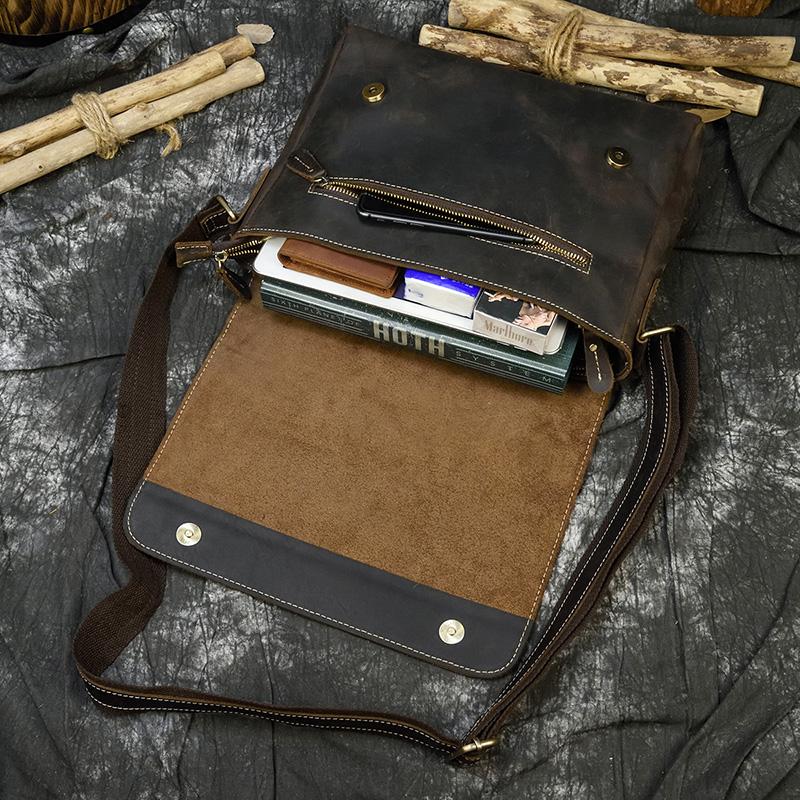 Vintage Crazy Horse Leather Men's Briefcases Laptop Bag Office Bags for Men Cover Messenger Bags Men's Leather Bag Computer Bags