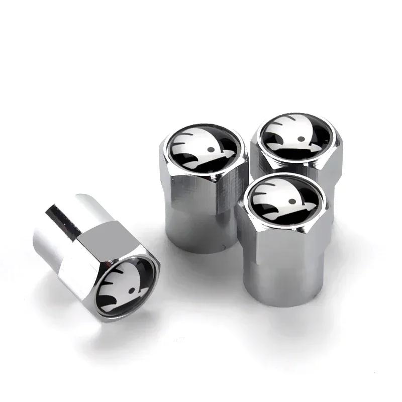 4pcs Car Tyre Wheel Stem Air Valve Caps for Skoda Octavia A7 Superb 2 Fabia Rapid Yeti Kodiaq Kamiq Metal Tire Cover Accessories