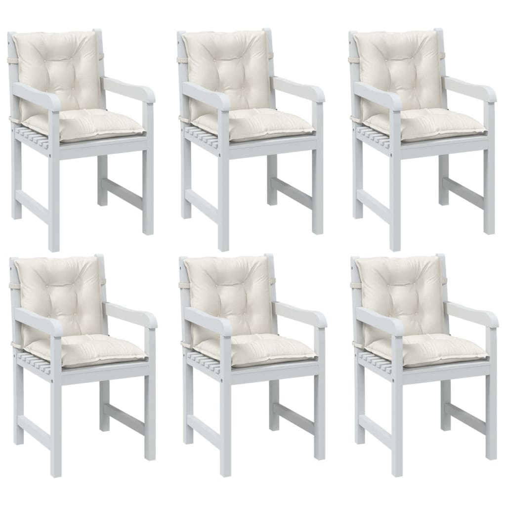 Low back Chair Cushions 6 pcs Melange Cream 100 x 50 x 7 cm Fabric