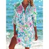 Women's Long Sleeve Lapel Bikini Swimsuit Printed Beach Shirt Clothes Sale