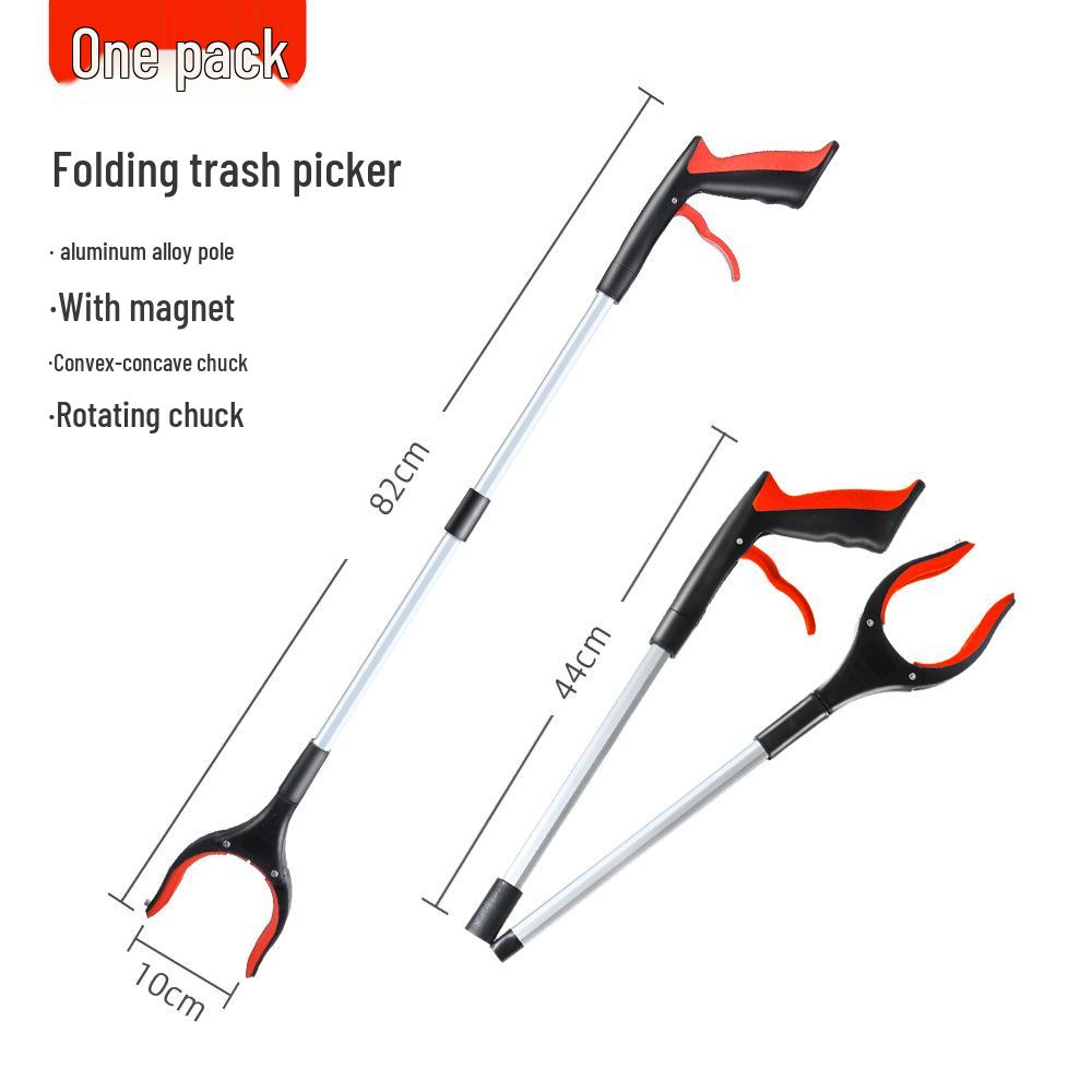 Collapsible Long-Handled Trash Picker Tongs - Household Sanitation Tool