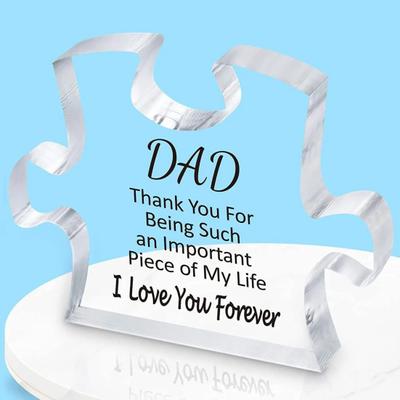 Yousheng Best Dad Acrylic Decoration Thank You Dad Puzzle Home Office Desktop Ornament Father-in-law Stepfather Father's Day Birthday Festival Gift